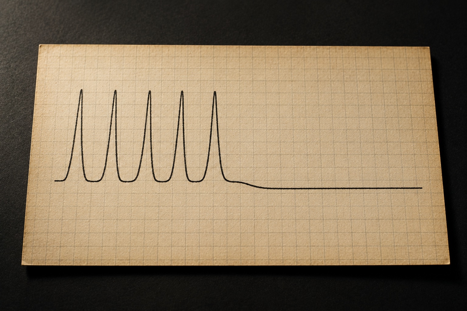 A single clean line graph on graph paper showing a rhythmic pulse pattern flattening into a steady line &mdash; representing how stacking GH peptides collapses the pulsatile signaling the body depends on