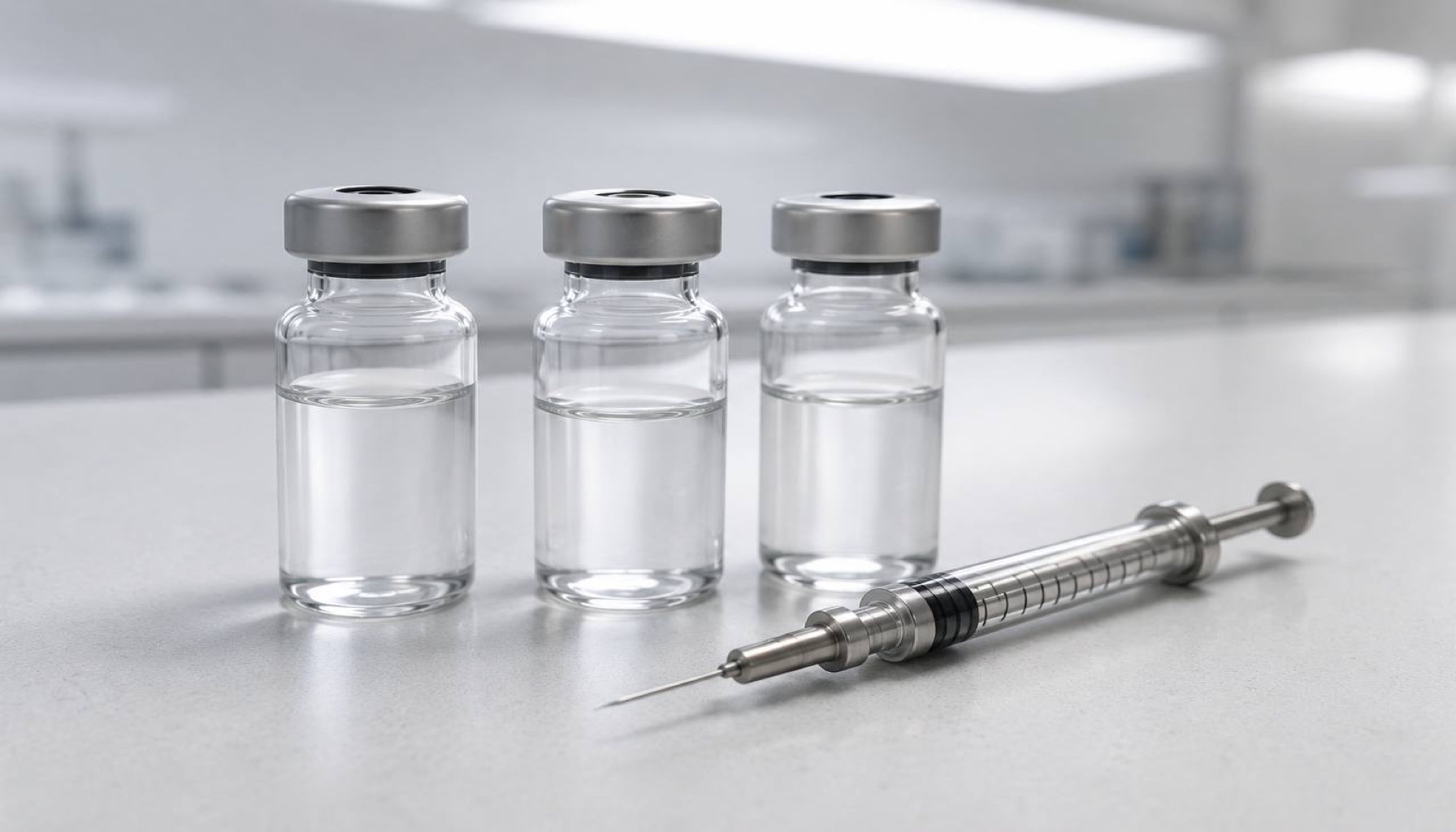 Peptide vials and reconstitution syringe — BPC-157 tesamorelin semaglutide research peptides