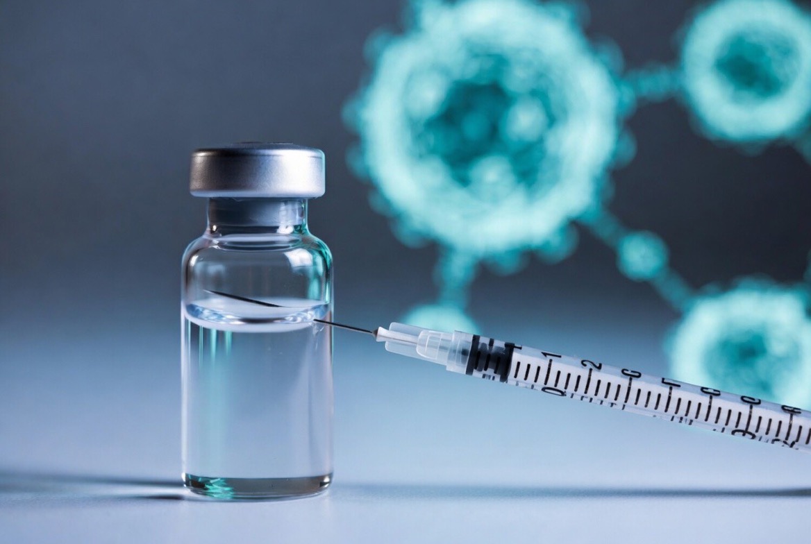 A small peptide vial and a syringe arranged on a clean clinical research bench, representing the SS-31 elamipretide mitochondrial peptide